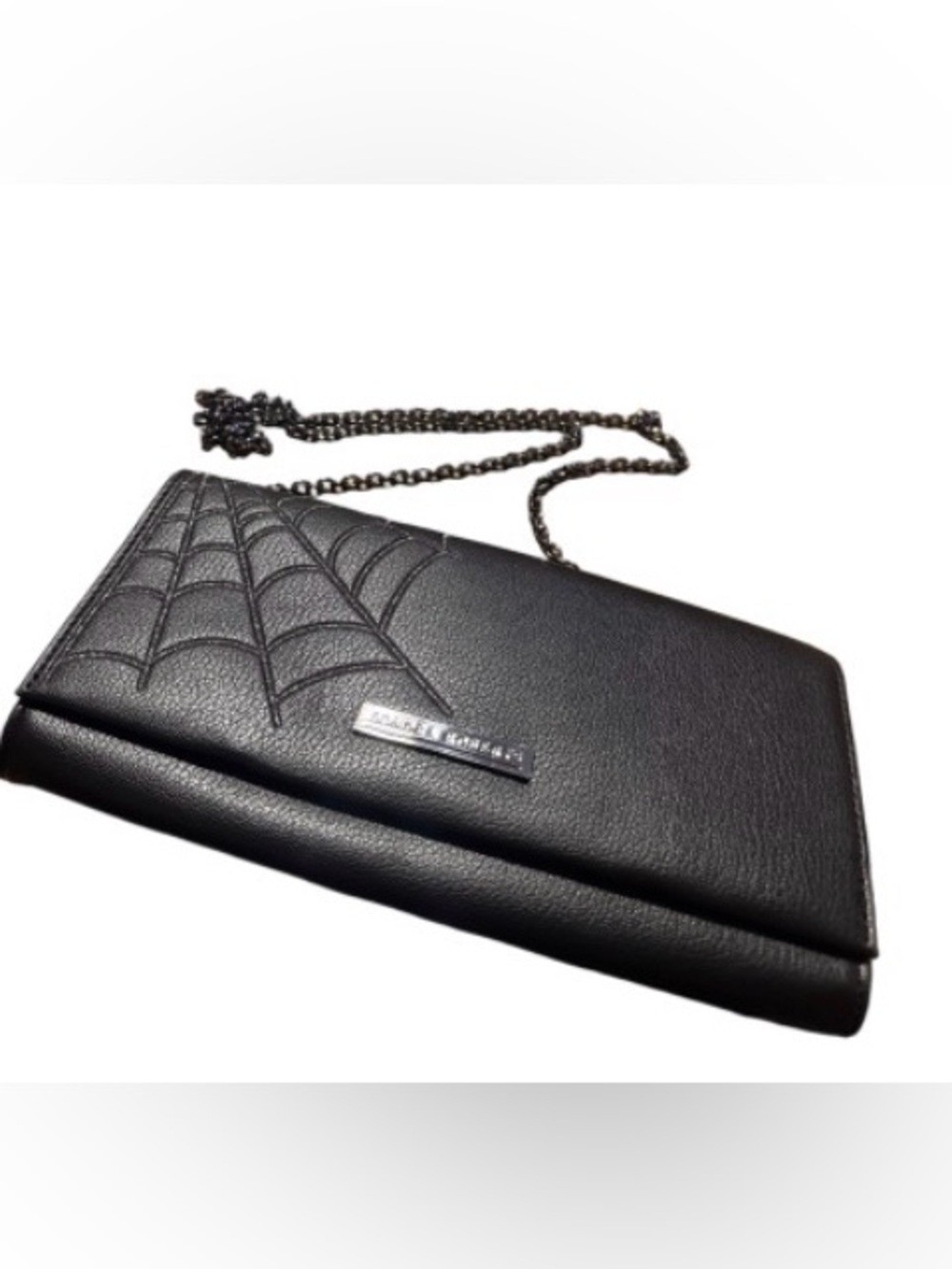 Sondra Roberts Black  shimmering Spiderweb Crossbody Clutch